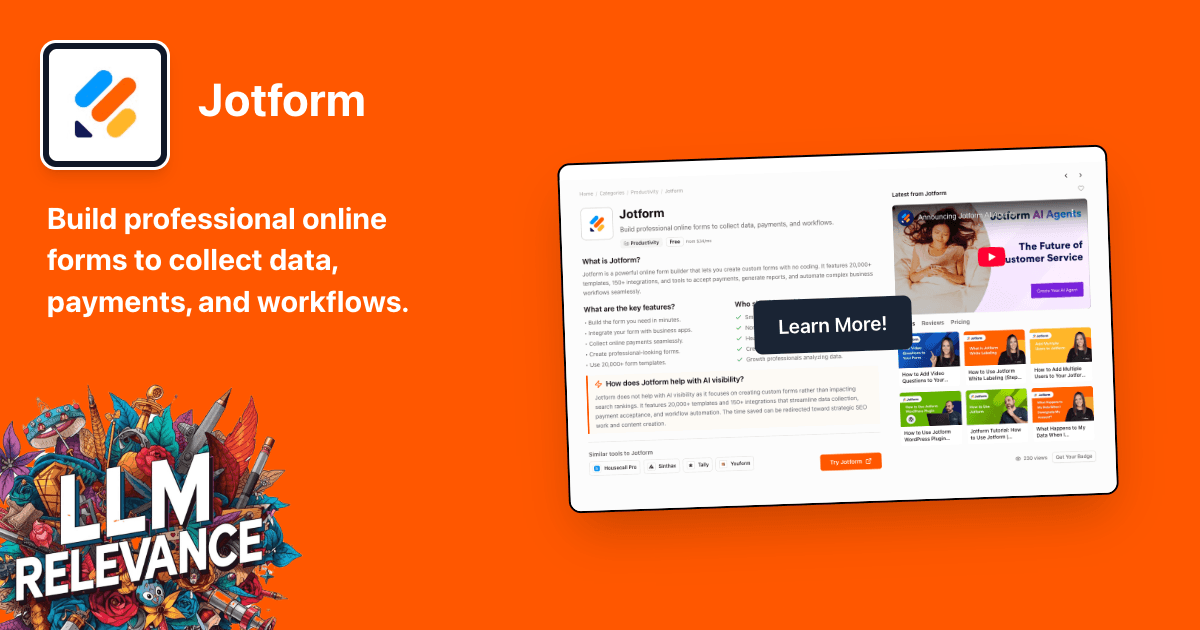 Jotform - Build Professional Online Forms | LLM Relevance