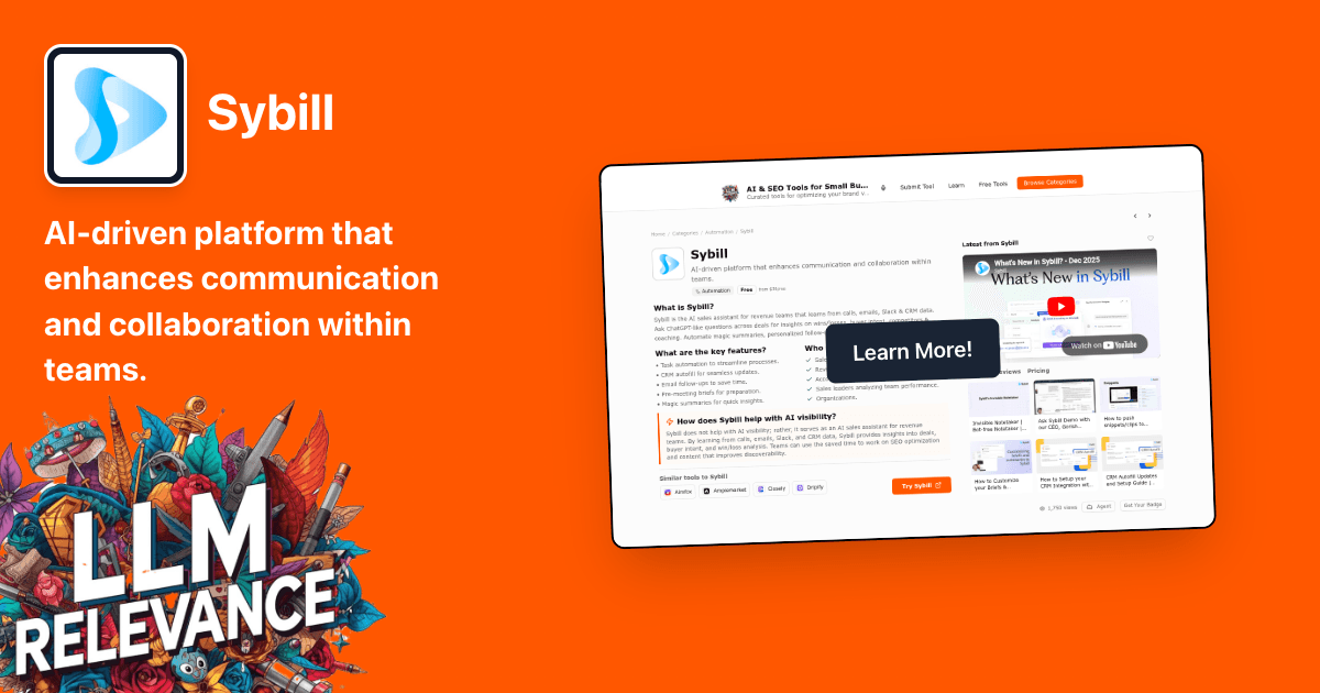 Sybill Logo Sybill - AI Sales Assistant For Revenue Team | LLM Relevance