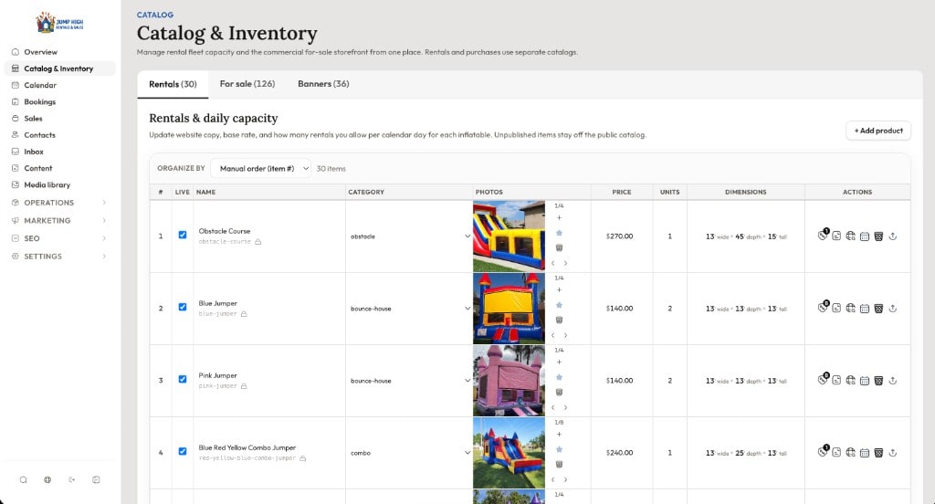 Catalog and inventory admin view